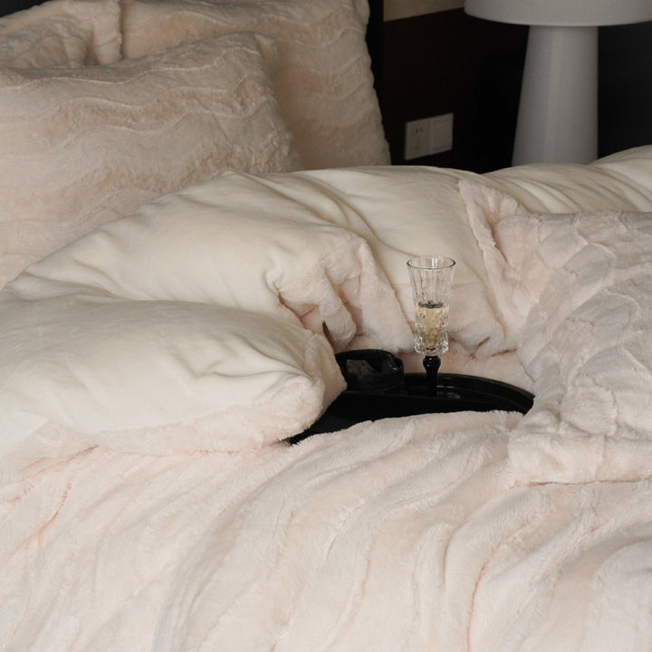 Winter bedding set, milk fleece, 4-piece, solid color