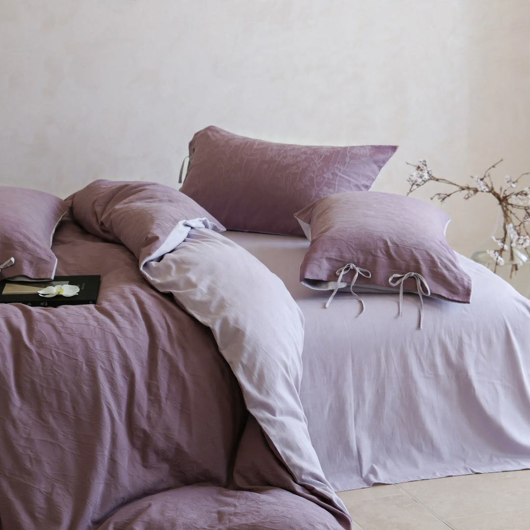 Cotton bedding set, 4-piece, floral pattern