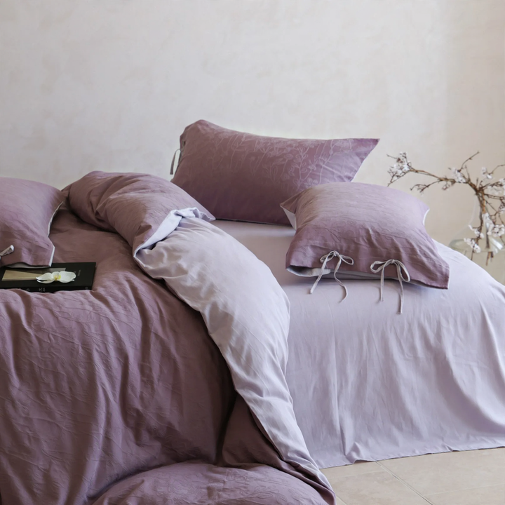 Cotton bedding set, 4-piece, floral pattern