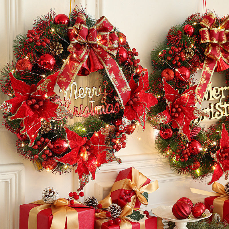Christmas wreath with lighting, PVC, various designs