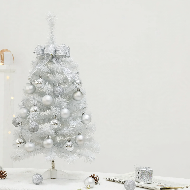Mini Christmas tree, white, 45/60 cm, with lighting