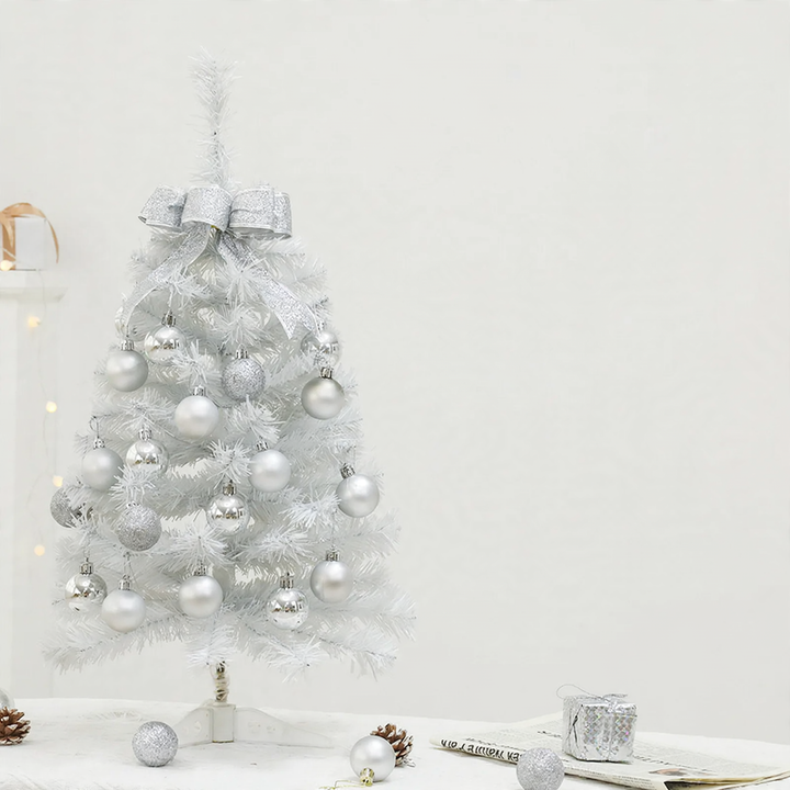 Mini Christmas tree, white, 45/60 cm, with lighting