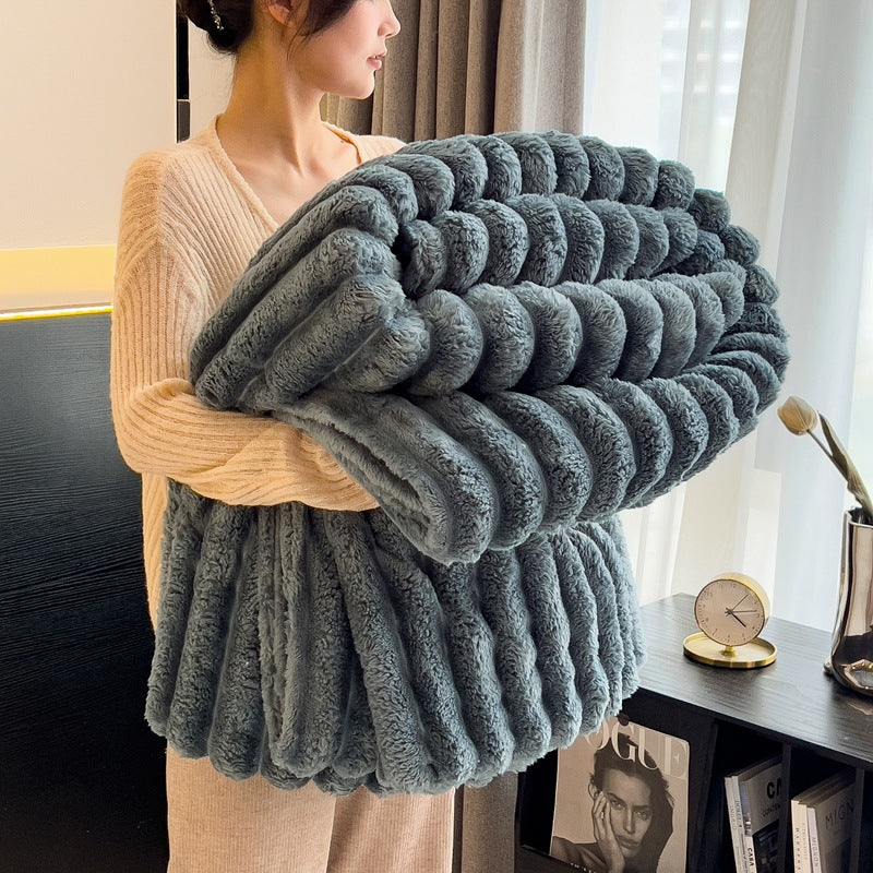 Rabbit fur wool blanket, polyester, Nordic