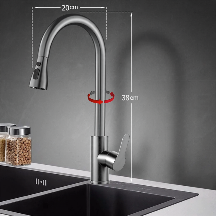 Pull-out kitchen faucet with ceramic valve