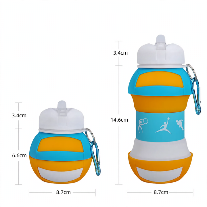Collapsible silicone sports drinking bottle 550 ml