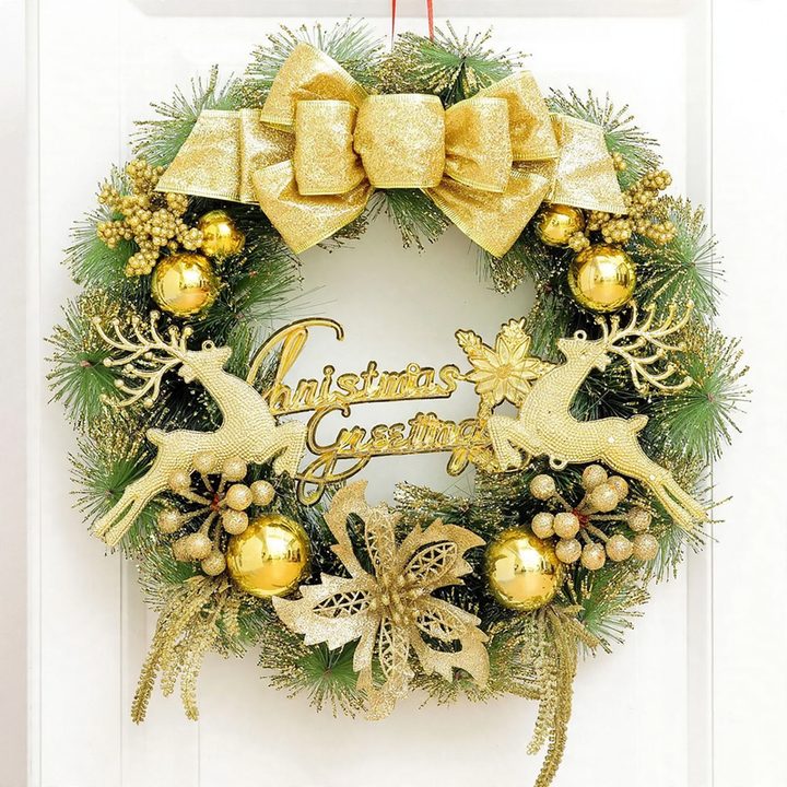 Illuminated Christmas wreath with hanging