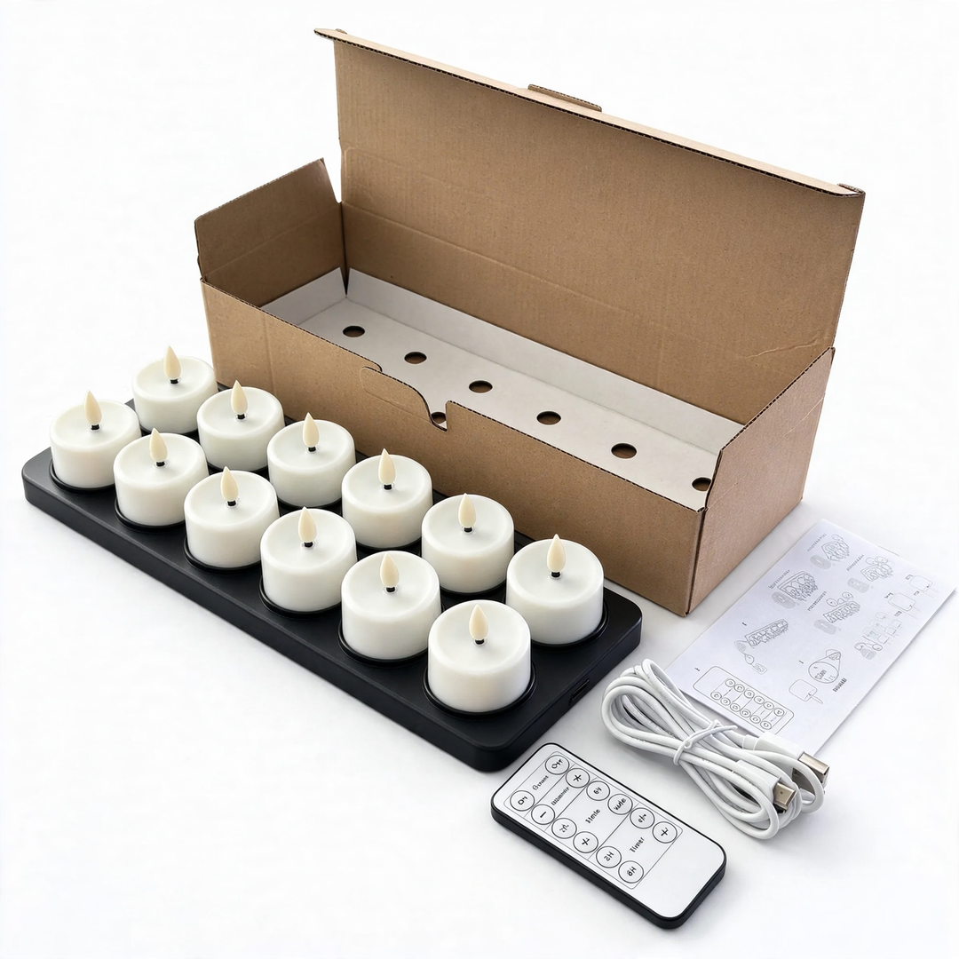 Rechargeable LED Tea Light Set with Charging Station