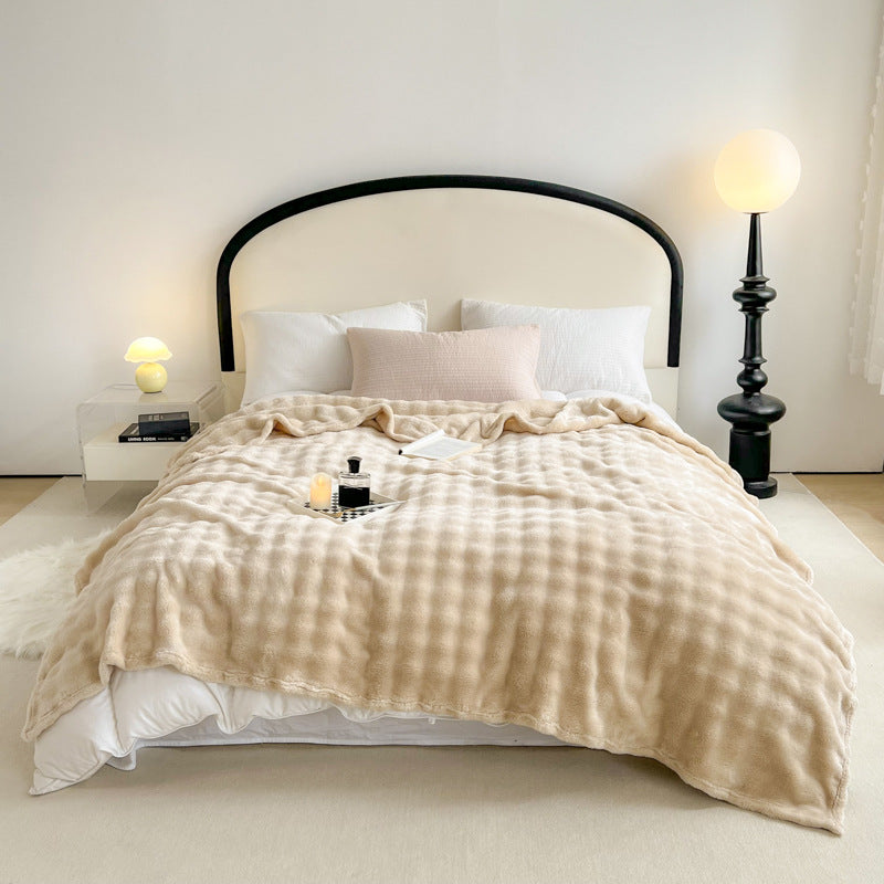 High-quality, extra soft rabbit fur look throw blanket