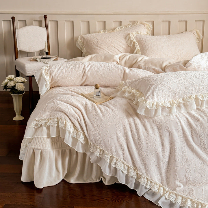Bedding set, 4-piece, milk fiber, floral pattern