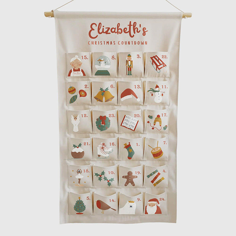 Personalizable fabric Advent calendar, 24 pockets