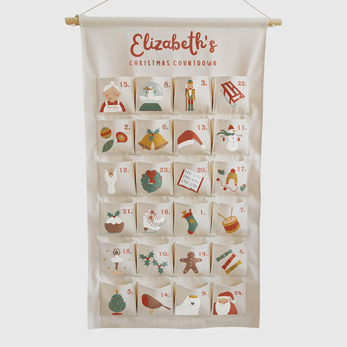 Personalizable fabric Advent calendar, 24 pockets