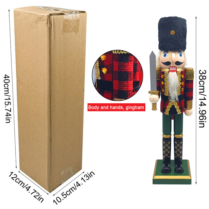 Decorative nutcracker made of pine wood, 38 cm
