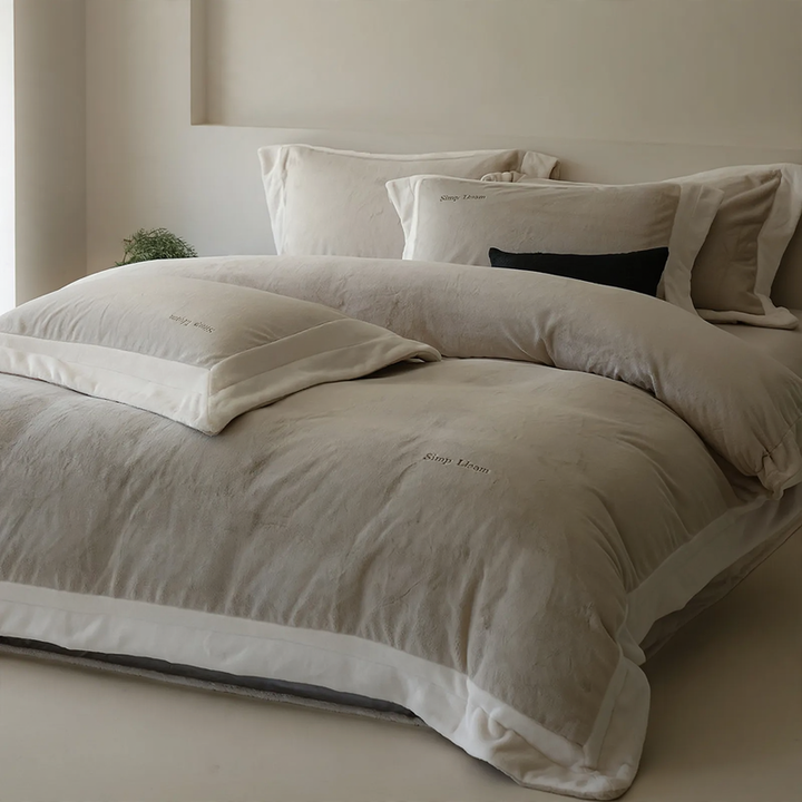 Milk fiber bedding set, fleece, winter, solid color