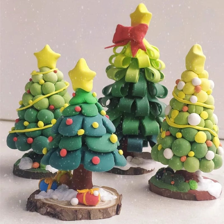 DIY Christmas Tree Craft Set made of modeling clay