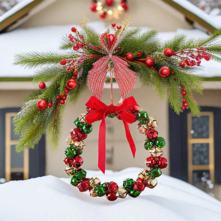 Christmas wreath made of iron with bells