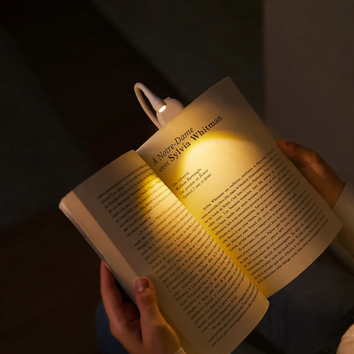 Compact LED clip lamp for nightstand and travel