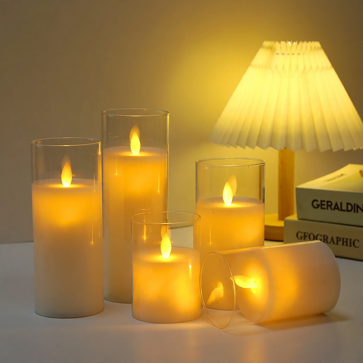 Electronic LED Candle in Glass Holder