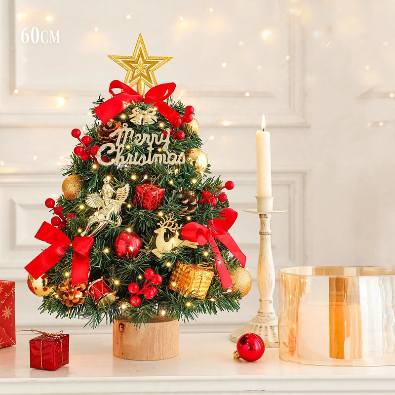 Decorative table Christmas tree with wooden stand