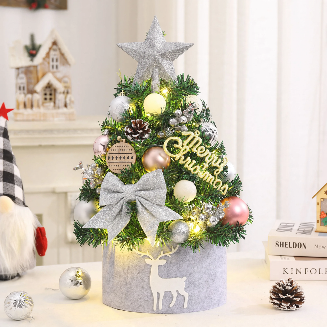 Mini Christmas tree with decoration, 45/60 cm, PVC
