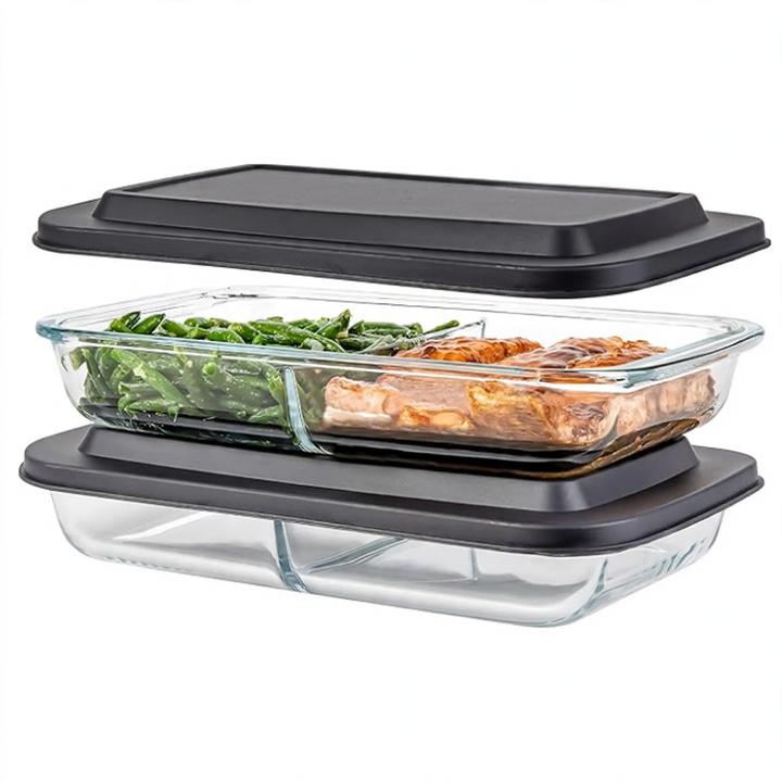 Glass baking tray made of borosilicate glass, rectangular