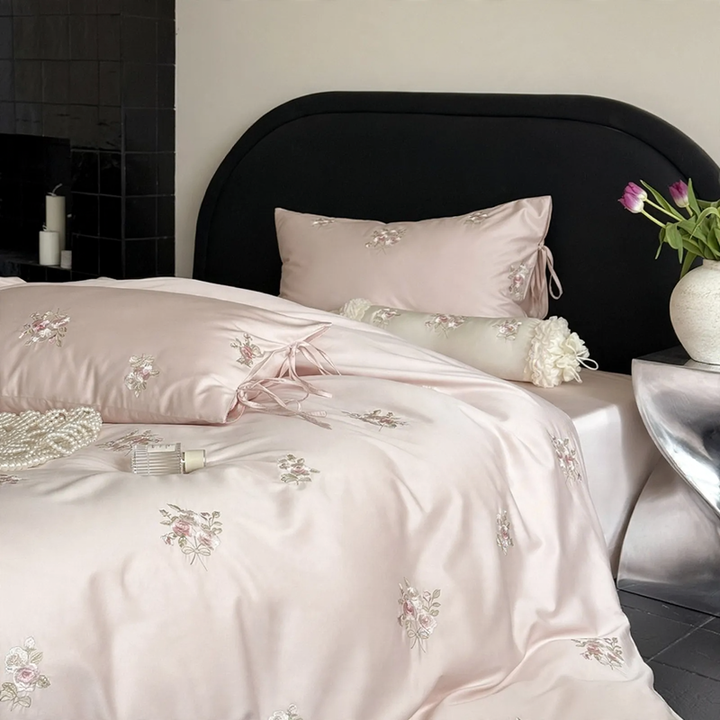 Cotton bedding set, 100, rose design, 4-piece