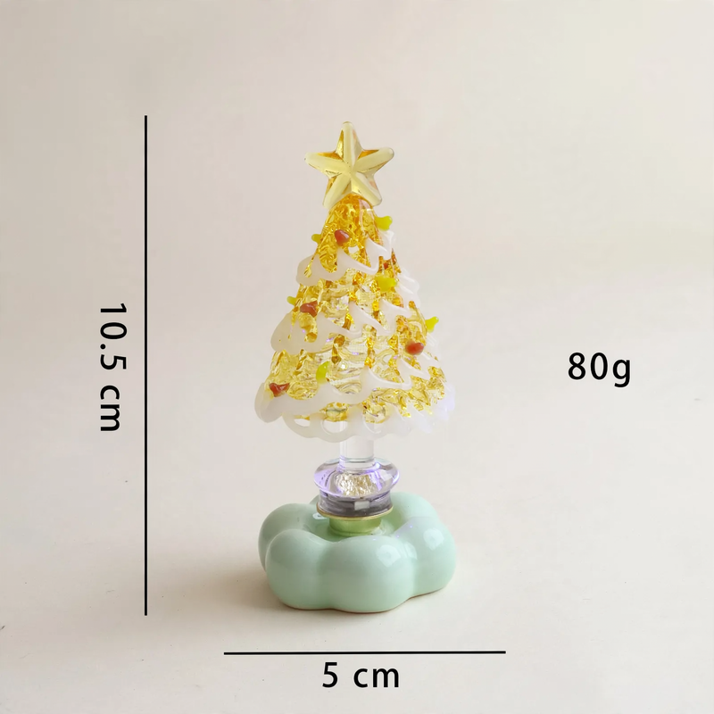 Decorative, rotating LED Christmas tree figure made of glass