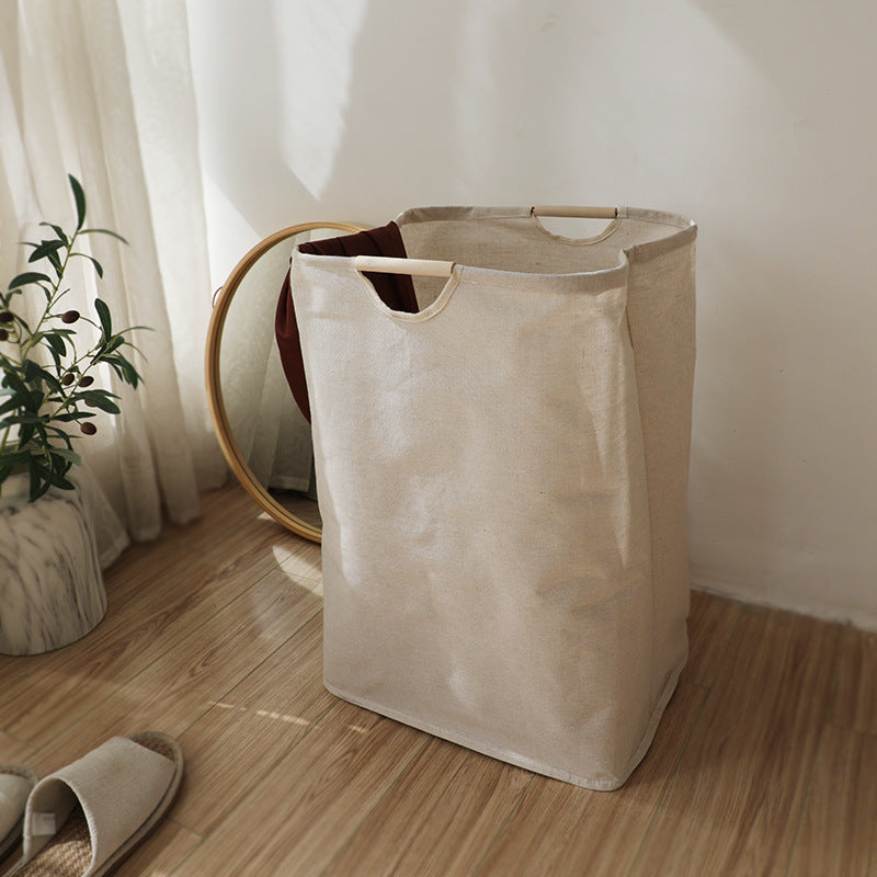 Foldable laundry basket made of cotton and linen
