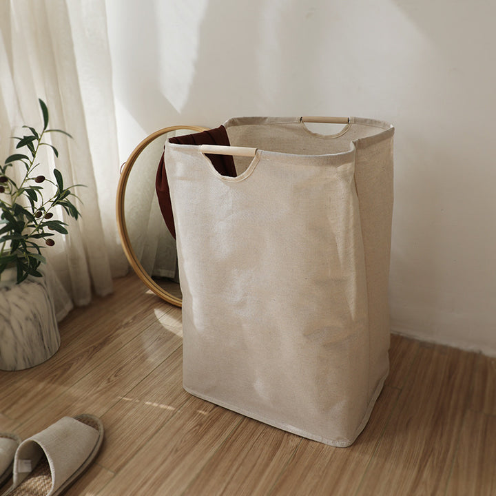 Foldable laundry basket made of cotton and linen