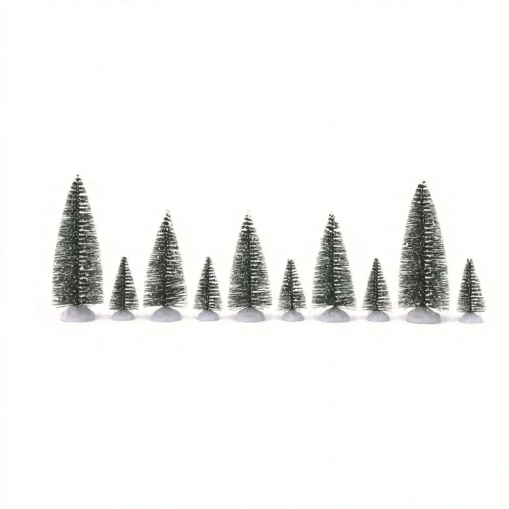 Mini Christmas Tree Set with Artificial Snow, 10-piece