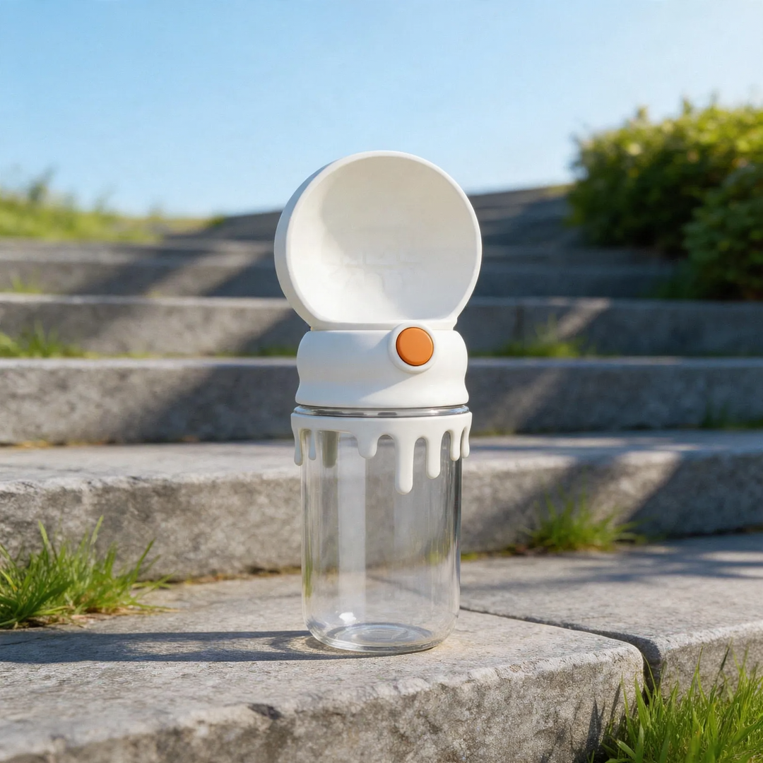 Portable water bottle for pets with pressure valve