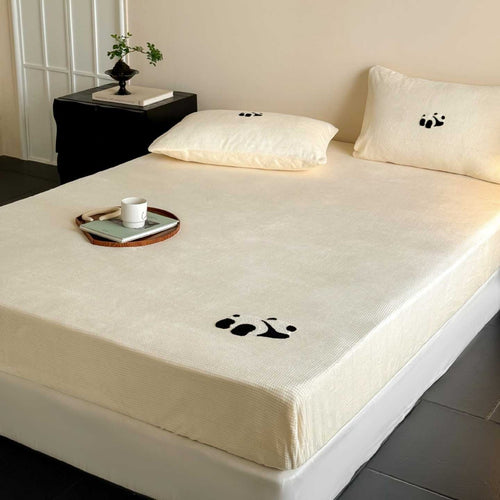 Waffle Milk Fiber Fleece Fitted Sheet Set, warm, Winter