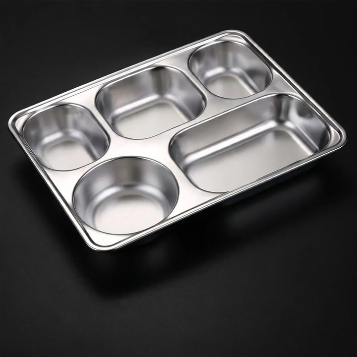 Stainless steel tray with compartments, square