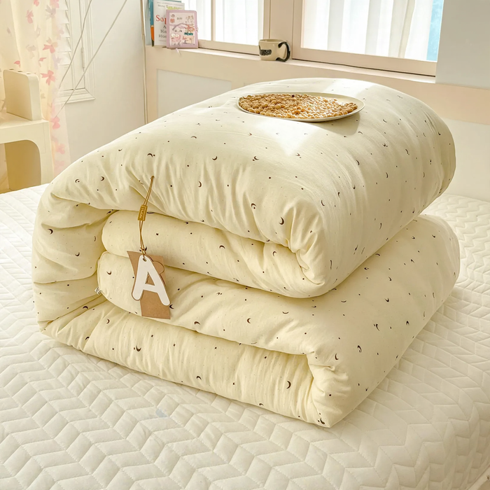 Cotton winter blanket with soy fiber filling