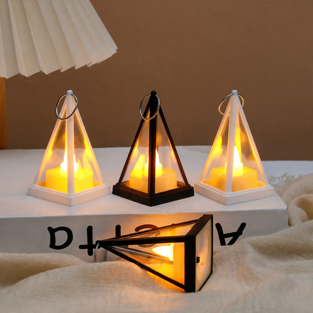 Decorative LED lantern in triangle design for festive occasions