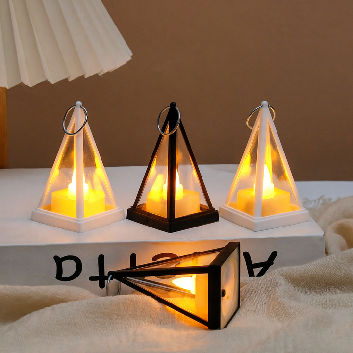Decorative LED lantern in triangle design for festive occasions