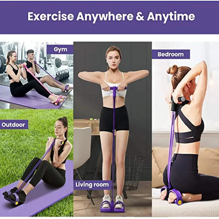 Pull-Rope Ab Exerciser with Pedals and Resistance Band