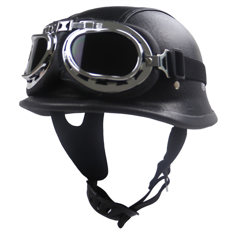 Vintage Leather Motorcycle Helmet Bowlift