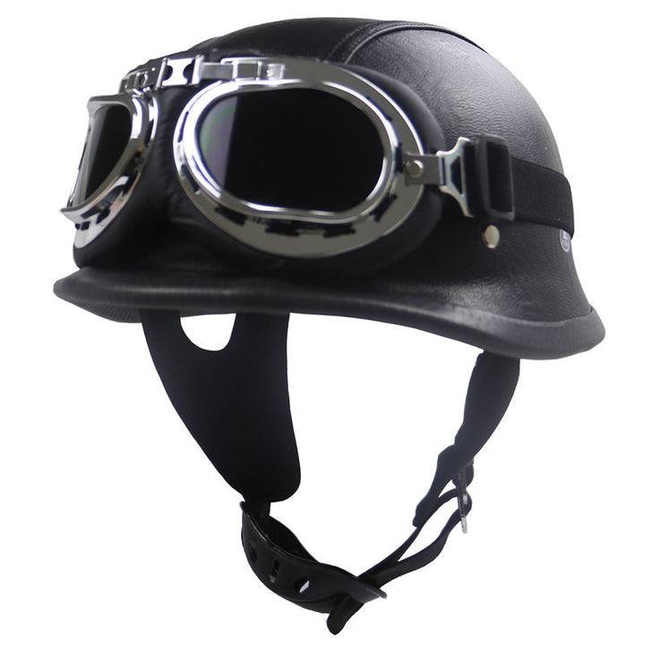 Vintage Leather Motorcycle Helmet Bowlift