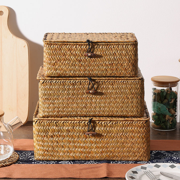 Handwoven Storage Box with Lid Bowlift