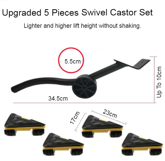 Mini Furniture Moving Jack with Swivel Castors and Non-Slip Mat