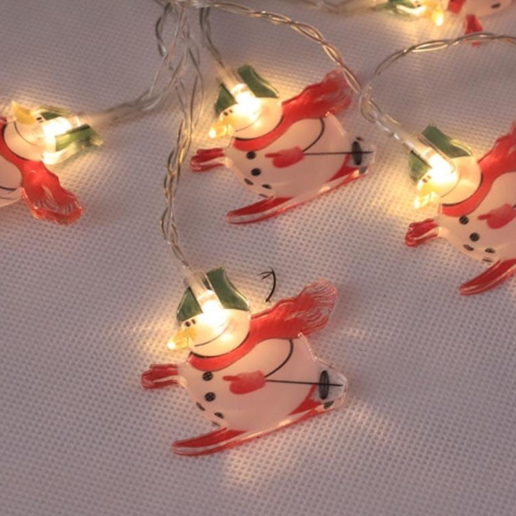 Battery-Powered Christmas LED String Lights with Snowman Designs and Multiple Lengths