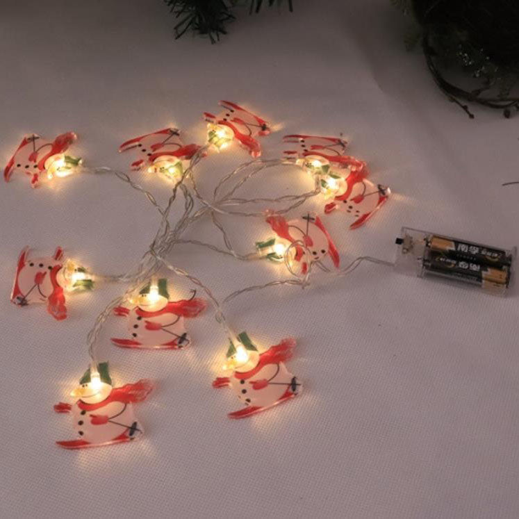 Battery-Powered Christmas LED String Lights with Snowman Designs and Multiple Lengths