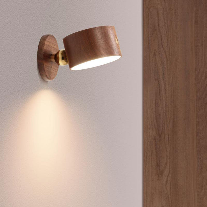 BowLift | Simple wood USB rechargeable touch magnet LED night light wall sconce lamp