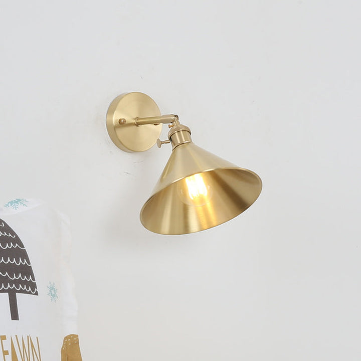 BowLift | 1 Light Cone Wall Lighting Ideas Industrial Brass Metal Wall Mounted Lamp for Nightstand