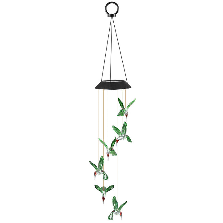 LED Solar Butterfly Wind Chime Garden Hanging Light Bowlift