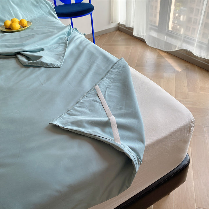 Deep-Pocket Elastic Corner Fitted Bed Sheet with Anti-Slip Straps