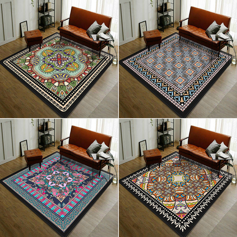Trendy symmetrical floral rug multicolored Moroccan style rug synthetic rug for the room | Bowlift
