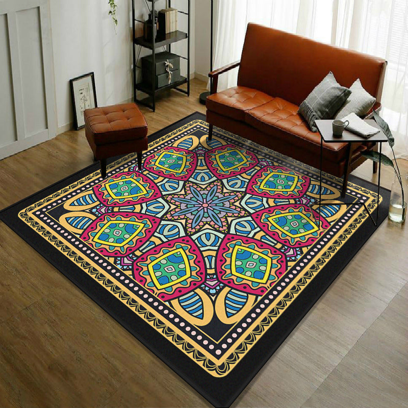 Trendy symmetrical floral rug multicolored Moroccan style rug synthetic rug for the room | Bowlift