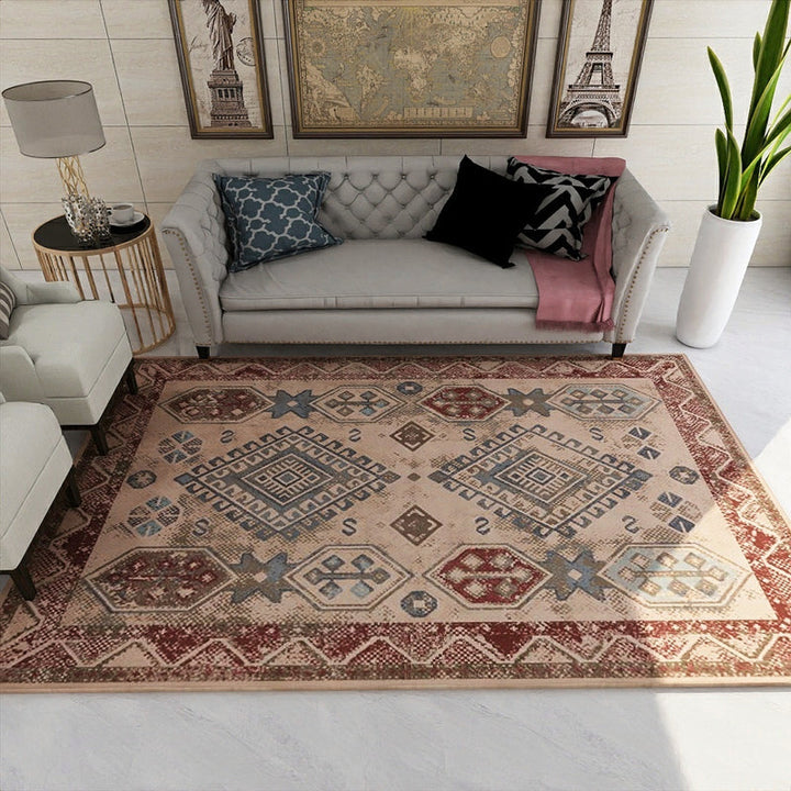 BowLift | Unusual diamond patterned rug Multicolored Moroccan rug Polyester pet-friendly stain resistant non-slip rug for the living room