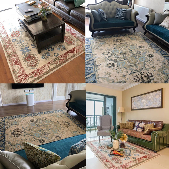 BowLift | Unusual diamond patterned rug Multicolored Moroccan rug Polyester pet-friendly stain resistant non-slip rug for the living room